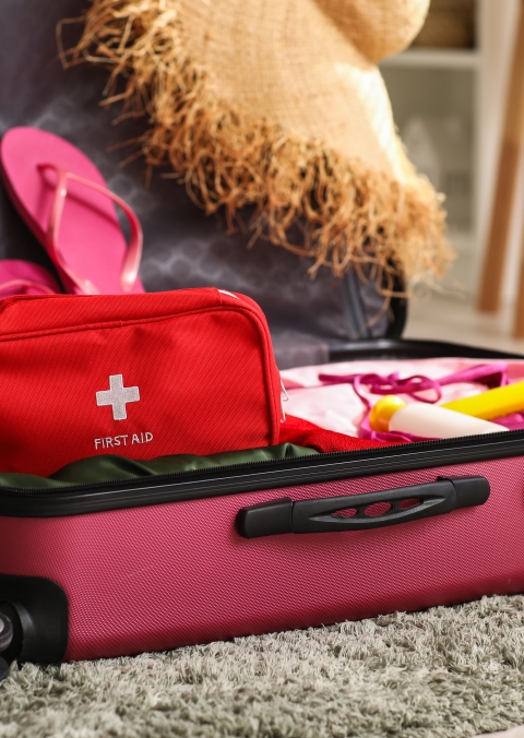 First aid kit in suitcase